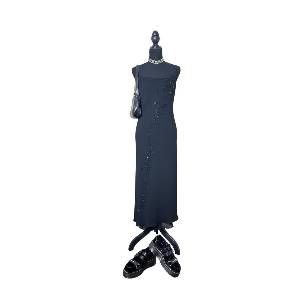 ✨ Vintage Jones New York Silk Beaded Cowl Neck Gown